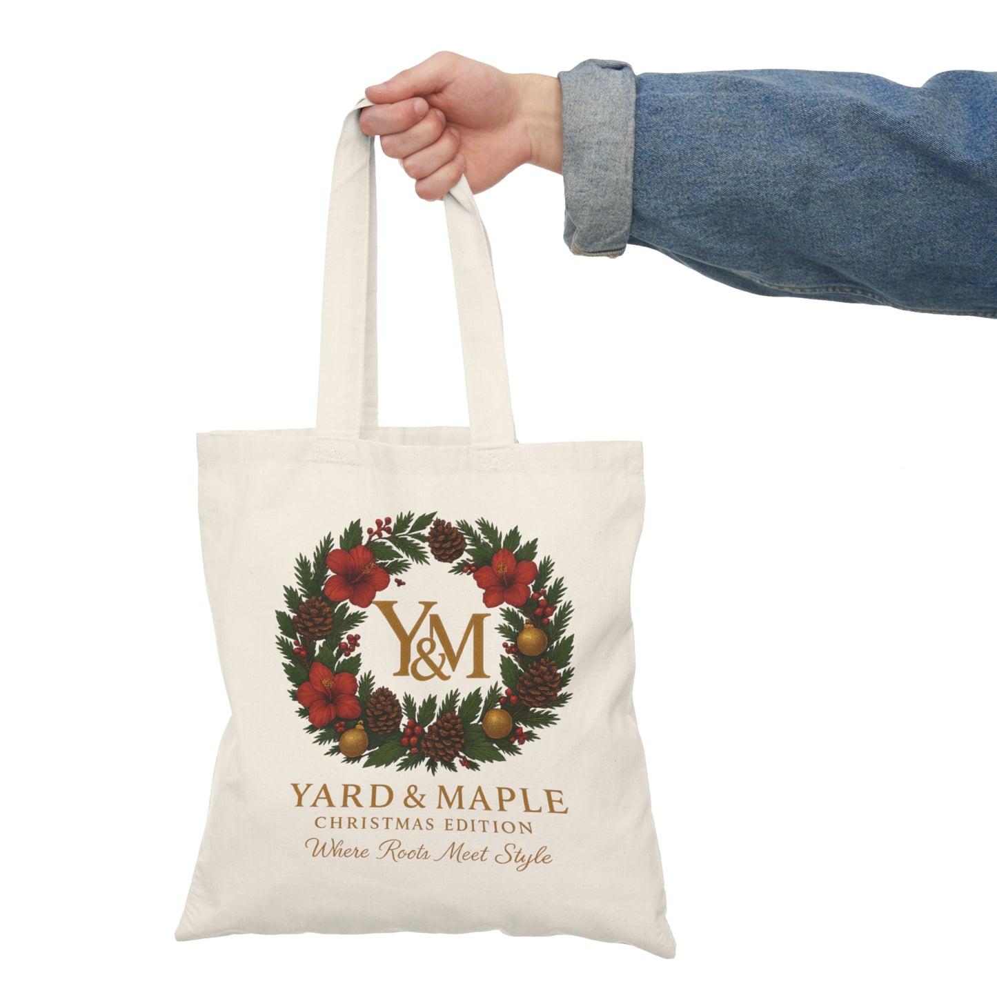Christmas Floral Tote Bag | Holiday Gift, Eco-Friendly Shopping Bag, Reusable Tote, Seasonal Decoration, Festival Shopping