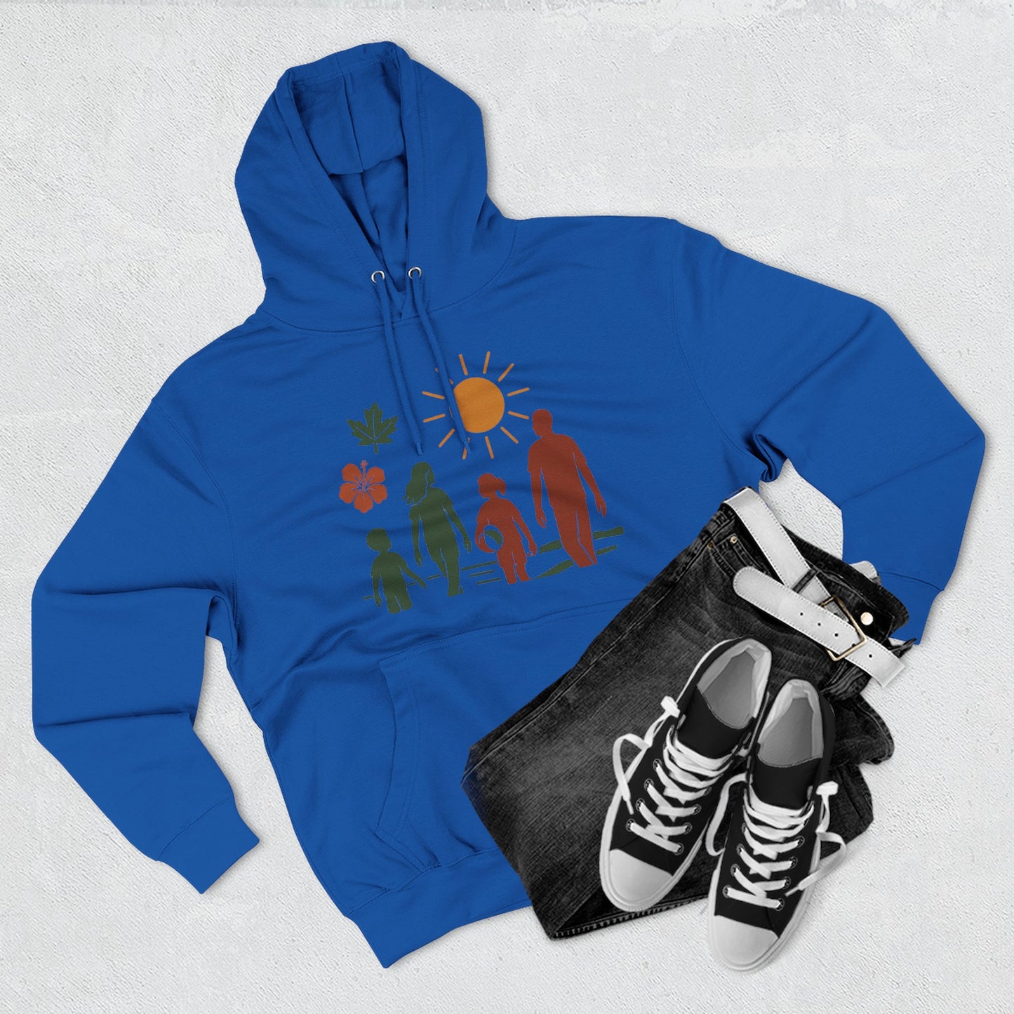 Family Bonding Three-Panel Hoodie, Cozy Family Artwork Fleece, Casual Family Gatherings Sweatshirt, Family Love Hooded Top, Gift for Parents