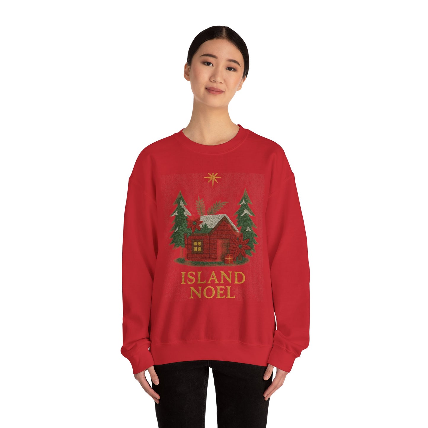 Cozy Holiday Sweatshirt - Island Noel Design, Unisex Christmas Crewneck, Winter Apparel, Gift for Him/Her, Seasonal Fashion