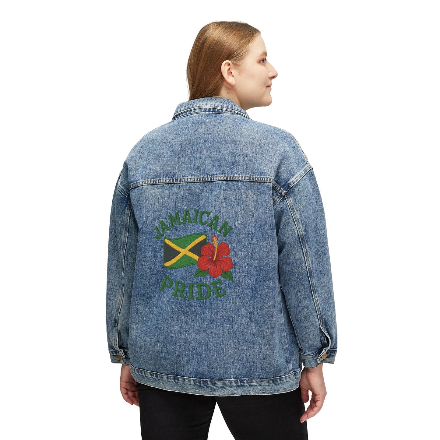 Jamaican Pride Women's Denim Jacket, Vintage Jean Jacket, Casual Summer Style, Trendy Gift for Her, Festival Wear, Travel Fashion