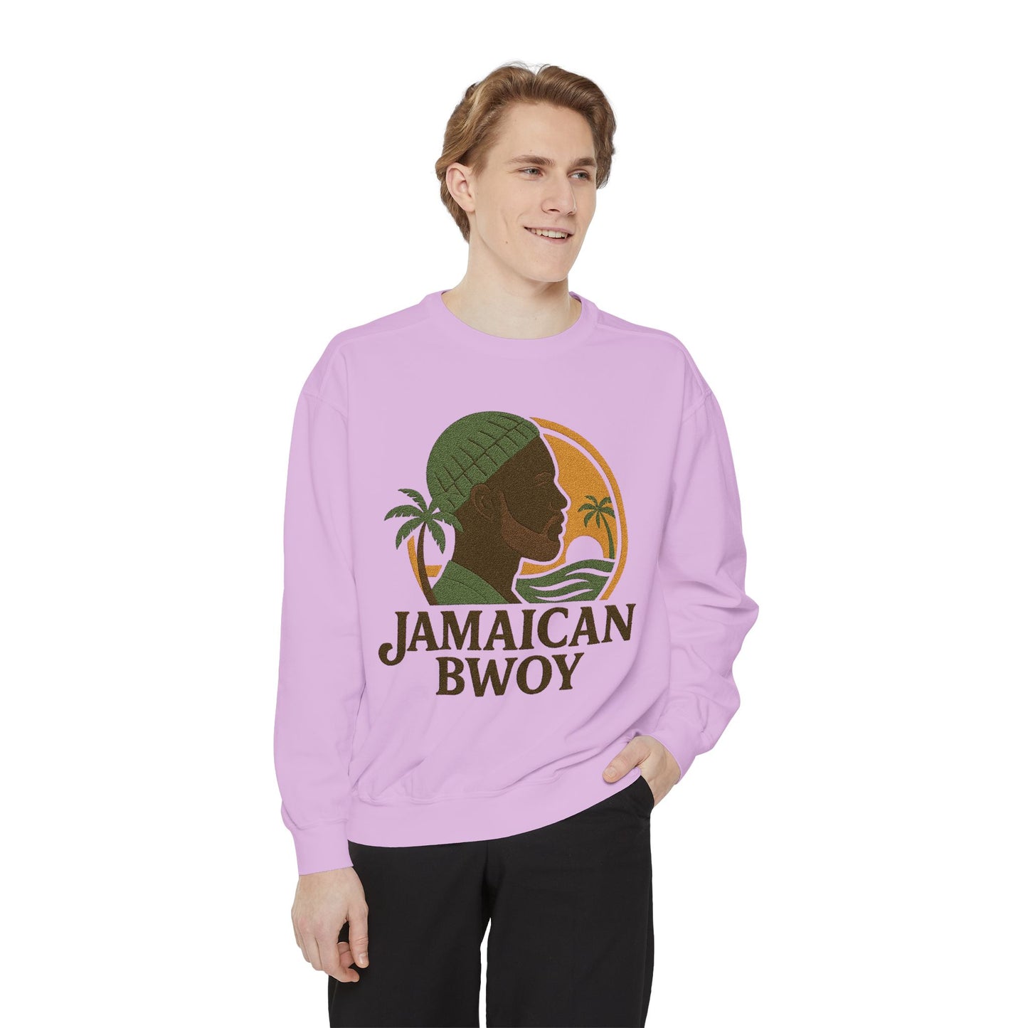 Jamaican Bwoy Sweatshirt, Cozy Unisex Pullover, Streetwear Style, Perfect Gift for Reggae Lovers, Summer Vibes Apparel, Gift for Him/Her