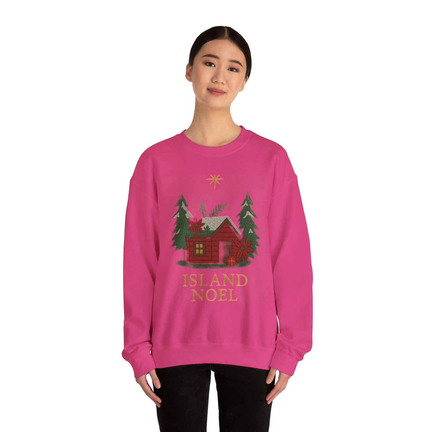 Cozy Holiday Sweatshirt - Island Noel Design, Unisex Christmas Crewneck, Winter Apparel, Gift for Him/Her, Seasonal Fashion