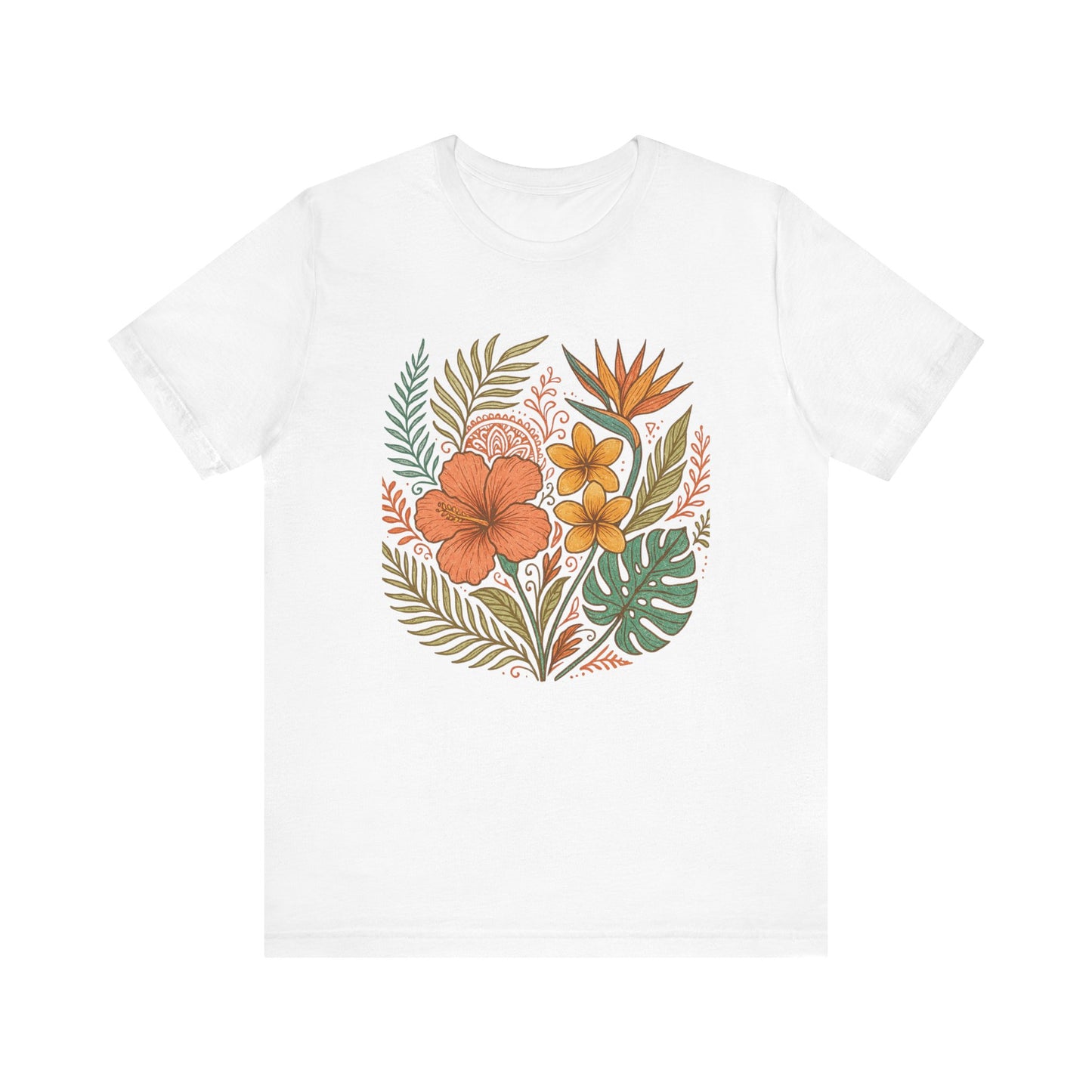 Floral Patterned Unisex Tee - Botanical Style, Summer Wardrobe Essential, Nature Lover Gift, Casual Wear, Eco-Friendly Fashion