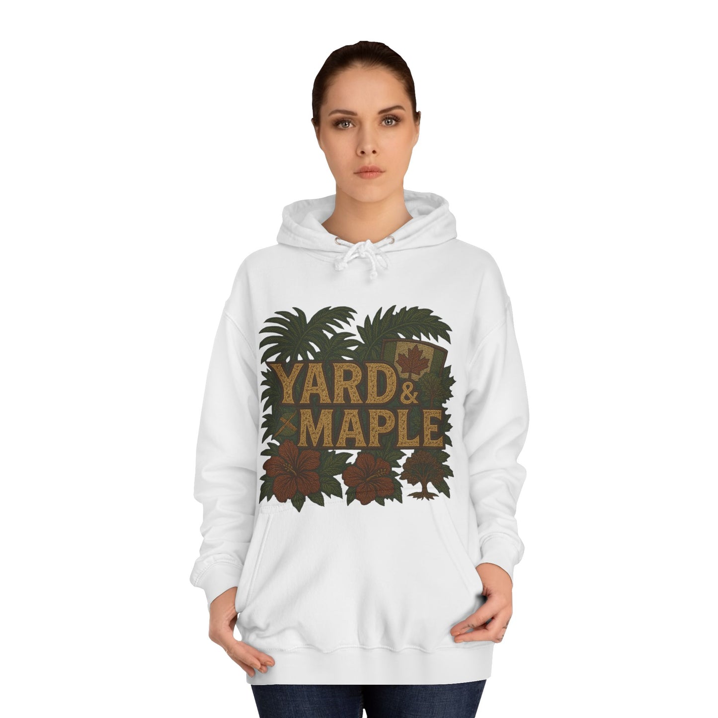 Cozy Unisex College Hoodie - Yard & Maple, Casual Wear, Student Gift, Outdoor Activity Sweater, Fall Fashion
