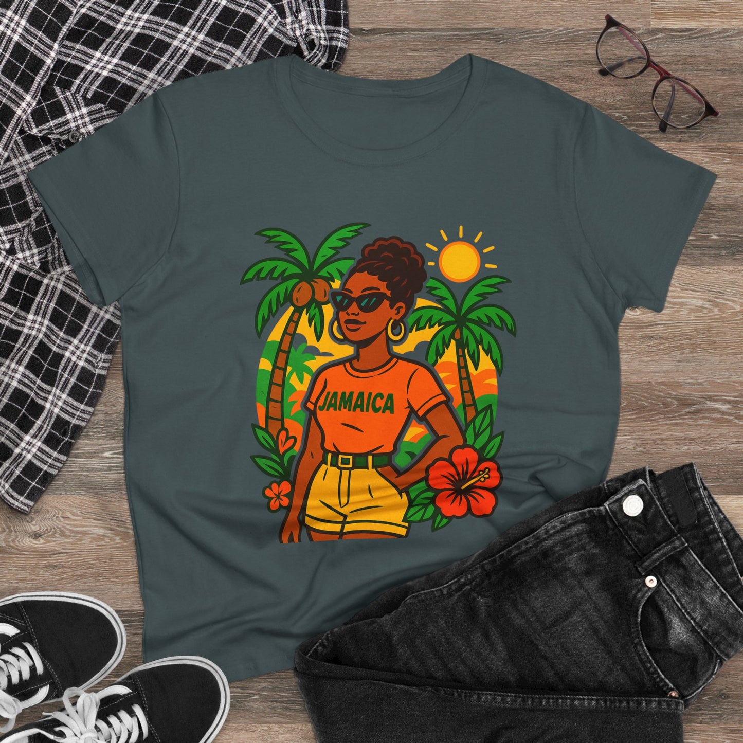 Tropical Vibes Tee, Jamaica Graphic Shirt, Summer Fashion, Vacation Wear, Beach Outfit, Gift for Her