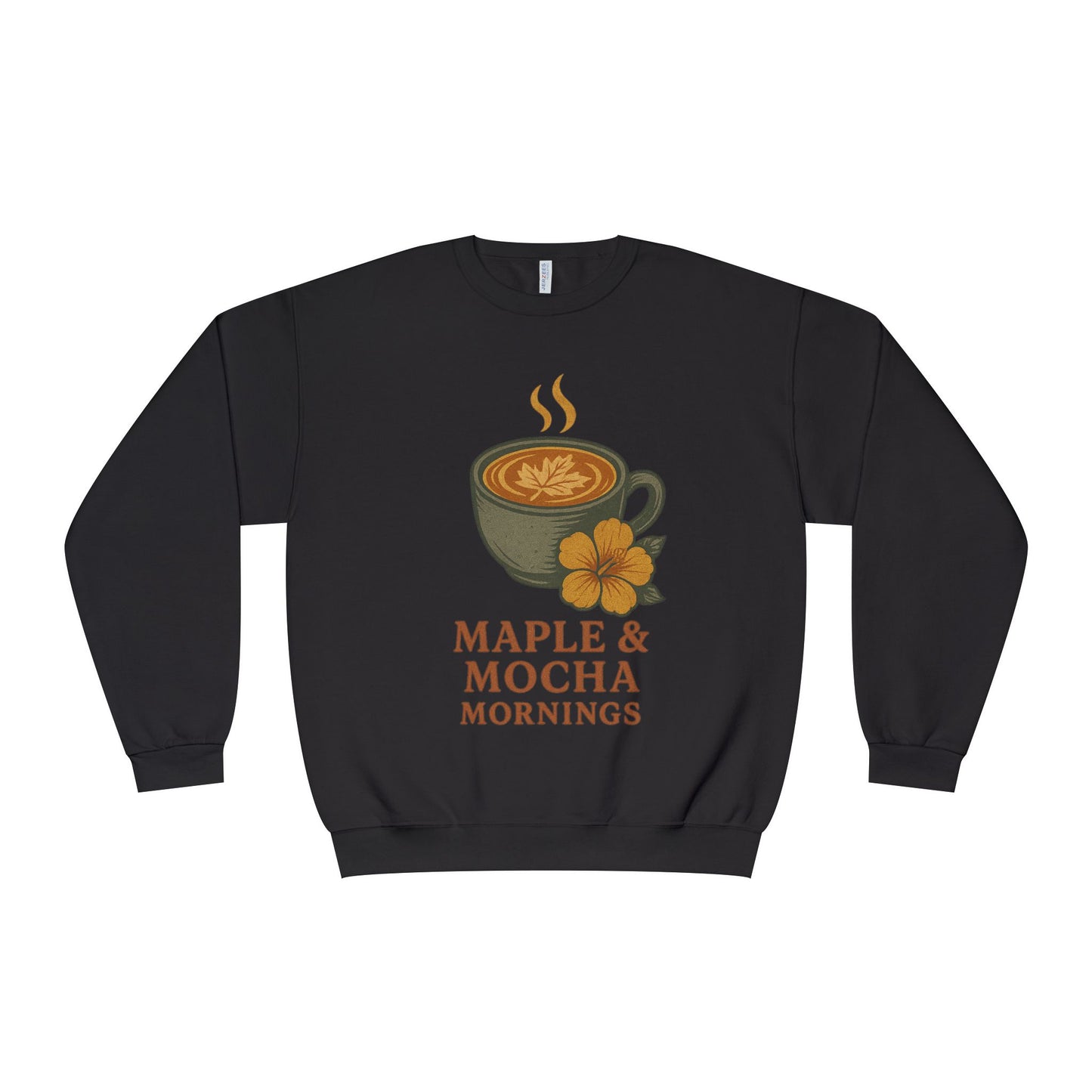 Cozy Coffee Sweatshirt - Maple & Mocha Mornings Unisex Crewneck, Warm Gift for Coffee Lovers, Casual Fall Fashion, Weekend Relaxation
