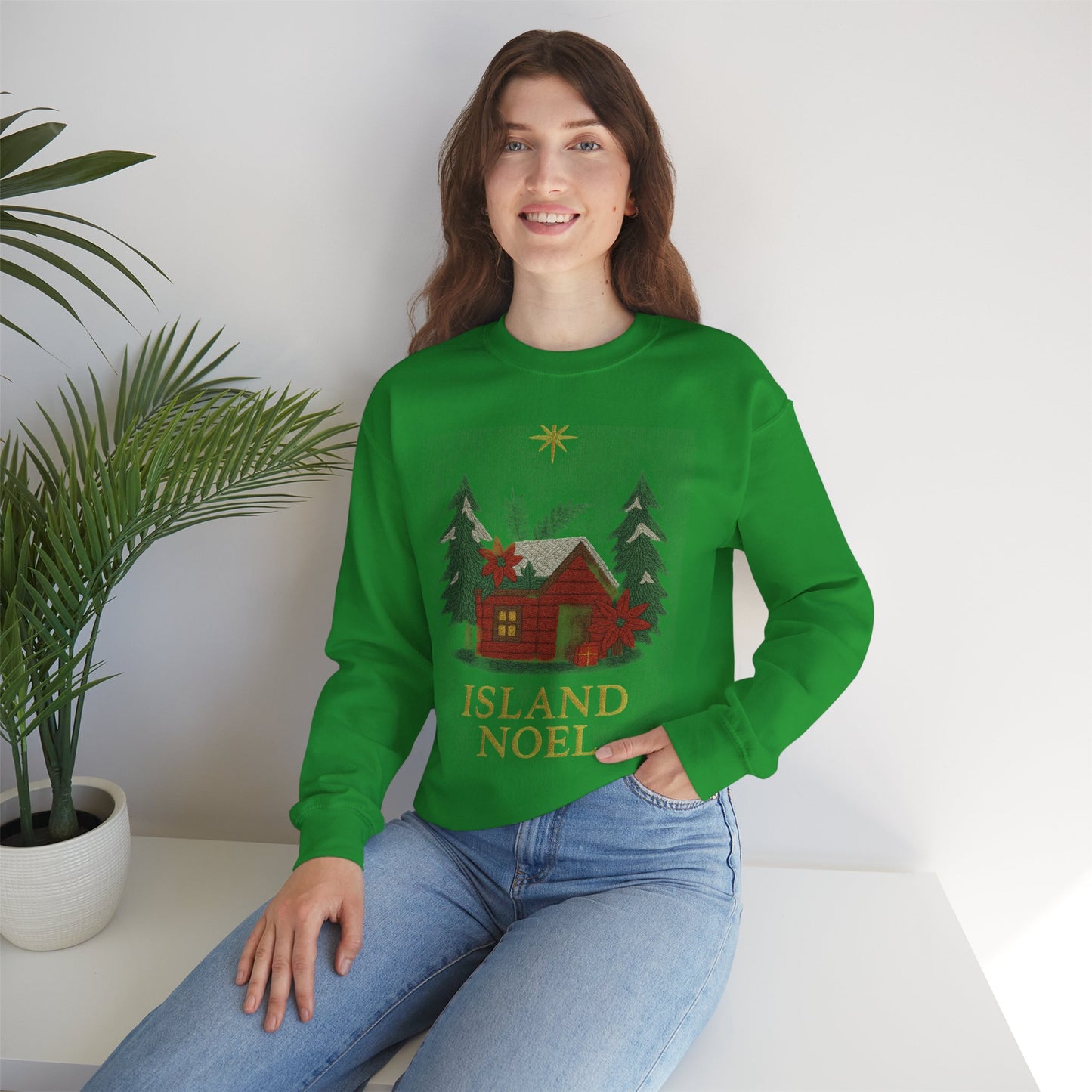 Cozy Holiday Sweatshirt - Island Noel Design, Unisex Christmas Crewneck, Winter Apparel, Gift for Him/Her, Seasonal Fashion