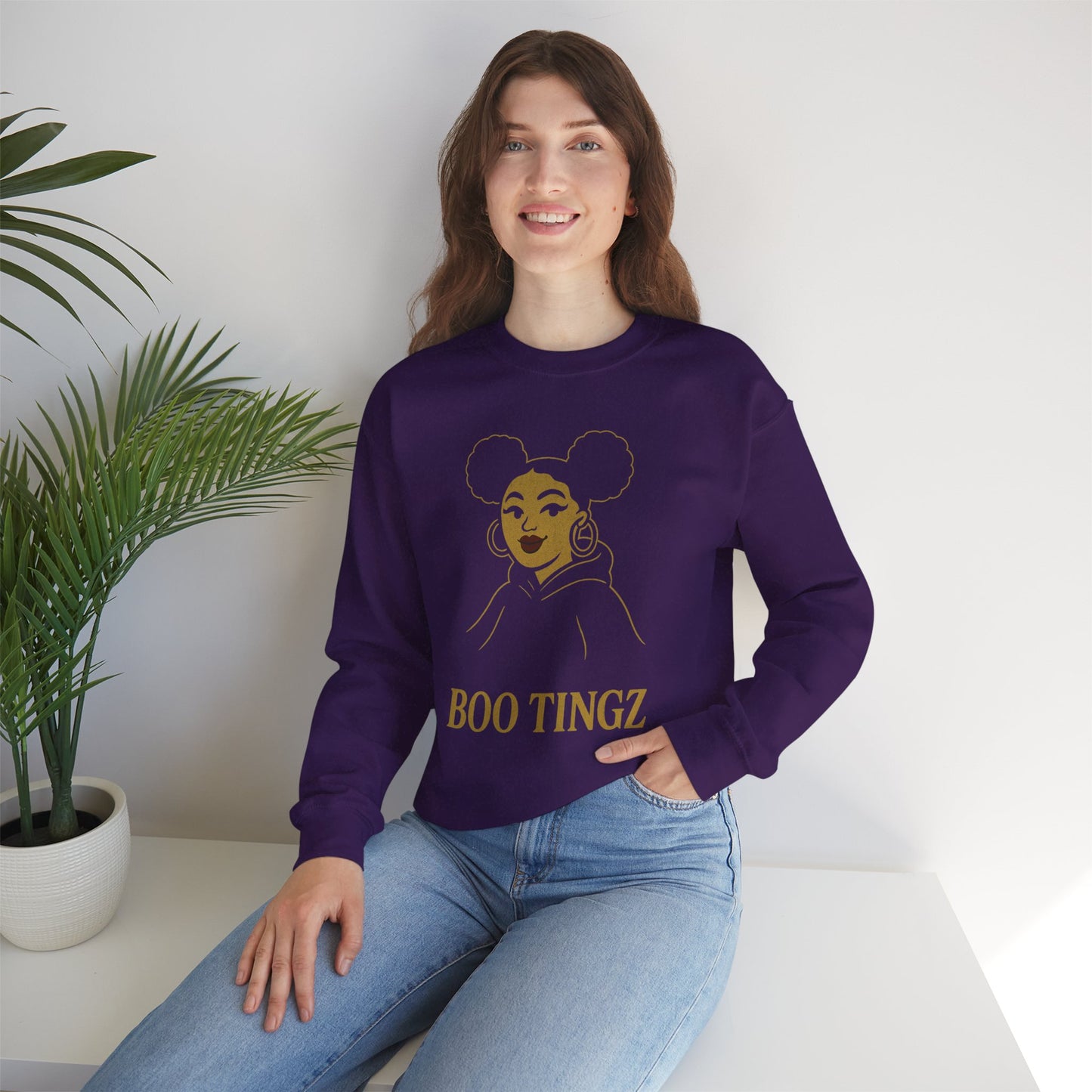 Boo Tingz Crewneck Sweatshirt - Cozy Unisex Gift, Casual Wear, Halloween Outfit, Everyday Comfort, Trendy Streetwear