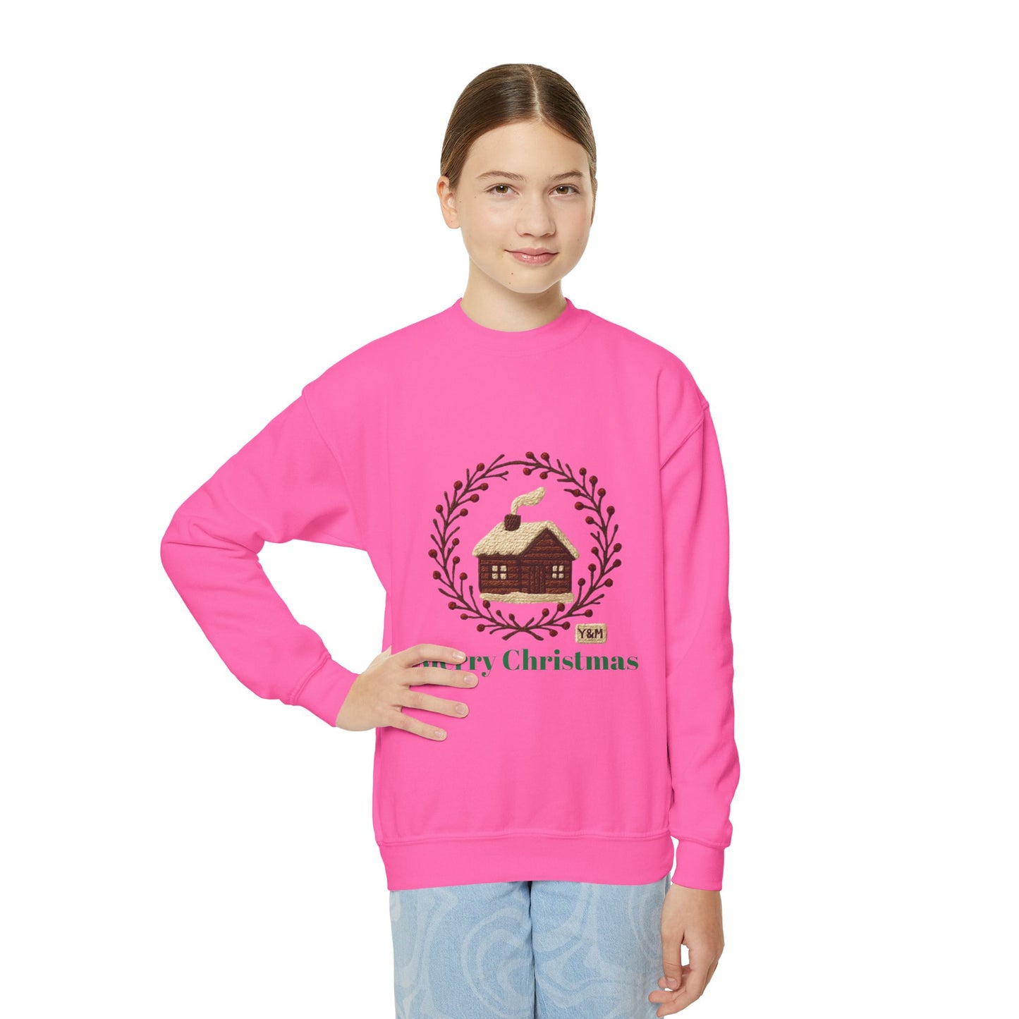 Christmas Youth Crewneck Sweatshirt, Holiday Gift, Cozy Winter Sweater, Festive Christmas Apparel, Toddler Sweatshirt