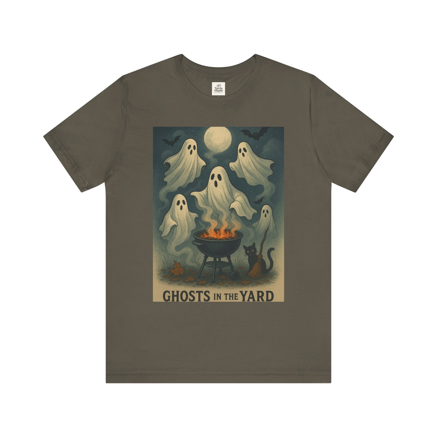 Ghosts in the Yard Tee - Spooky Unisex Short Sleeve Shirt, Halloween Shirt, Ghost Design, Casual Halloween Wear, Gift for Ghost Lovers