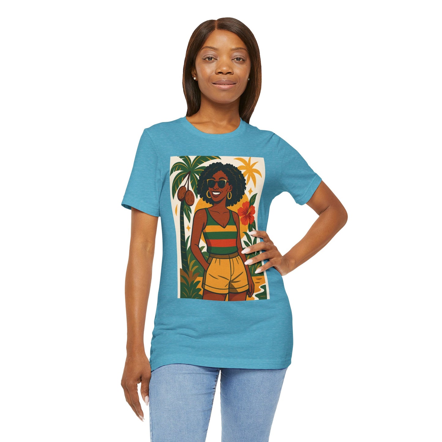 Tropical Graphic Tee for Summer Vibes, Beach Wear, Vacation Style, Graphic T-Shirt for Women, Summer Gift, Casual Outfit