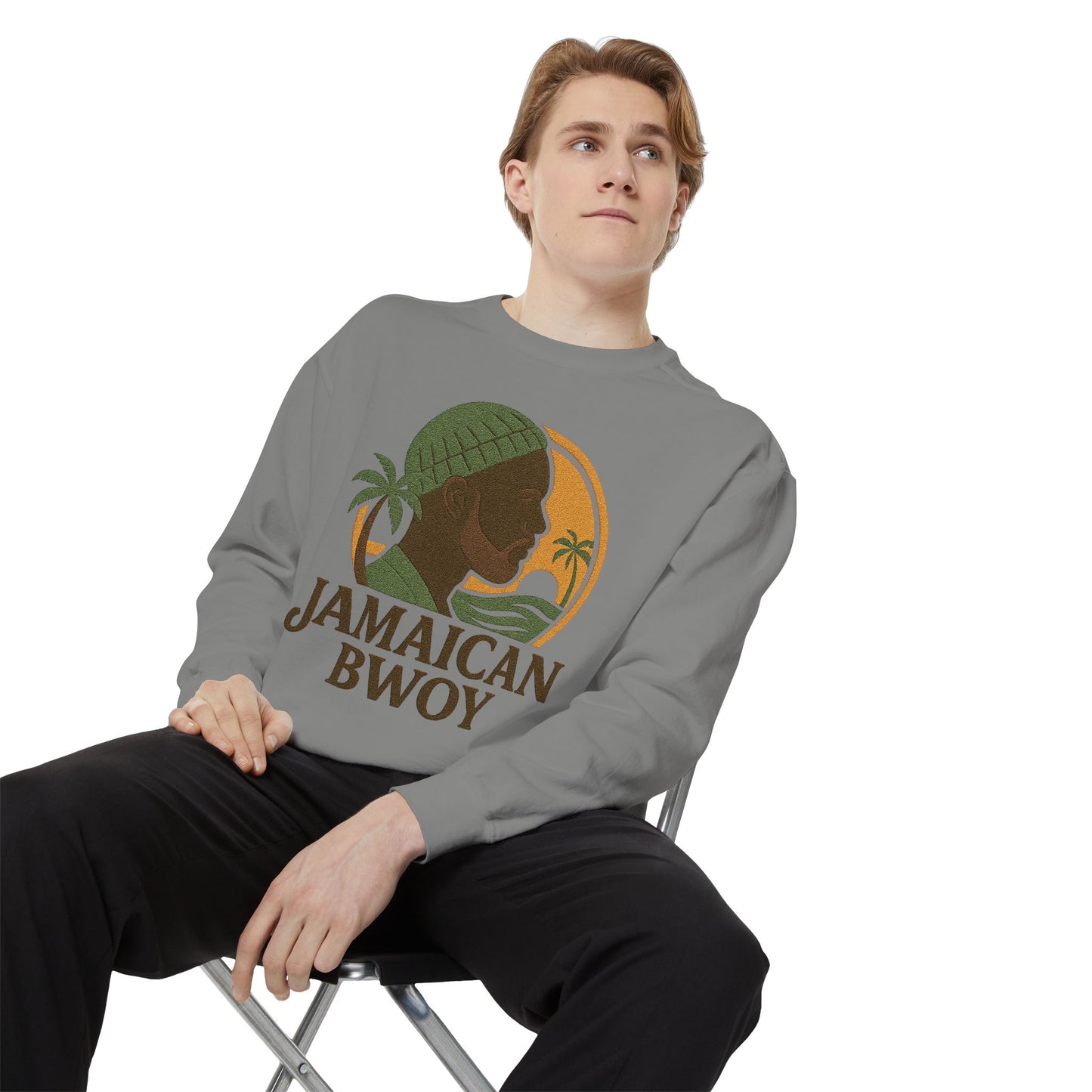 Jamaican Bwoy Sweatshirt, Cozy Unisex Pullover, Streetwear Style, Perfect Gift for Reggae Lovers, Summer Vibes Apparel, Gift for Him/Her