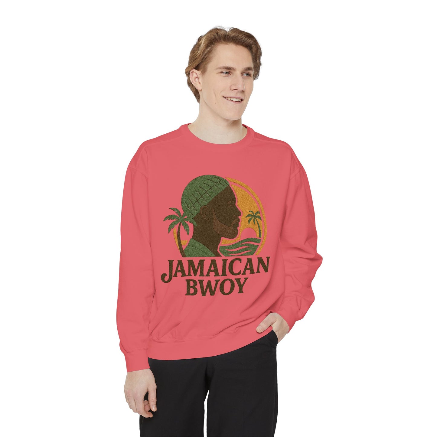 Jamaican Bwoy Sweatshirt, Cozy Unisex Pullover, Streetwear Style, Perfect Gift for Reggae Lovers, Summer Vibes Apparel, Gift for Him/Her