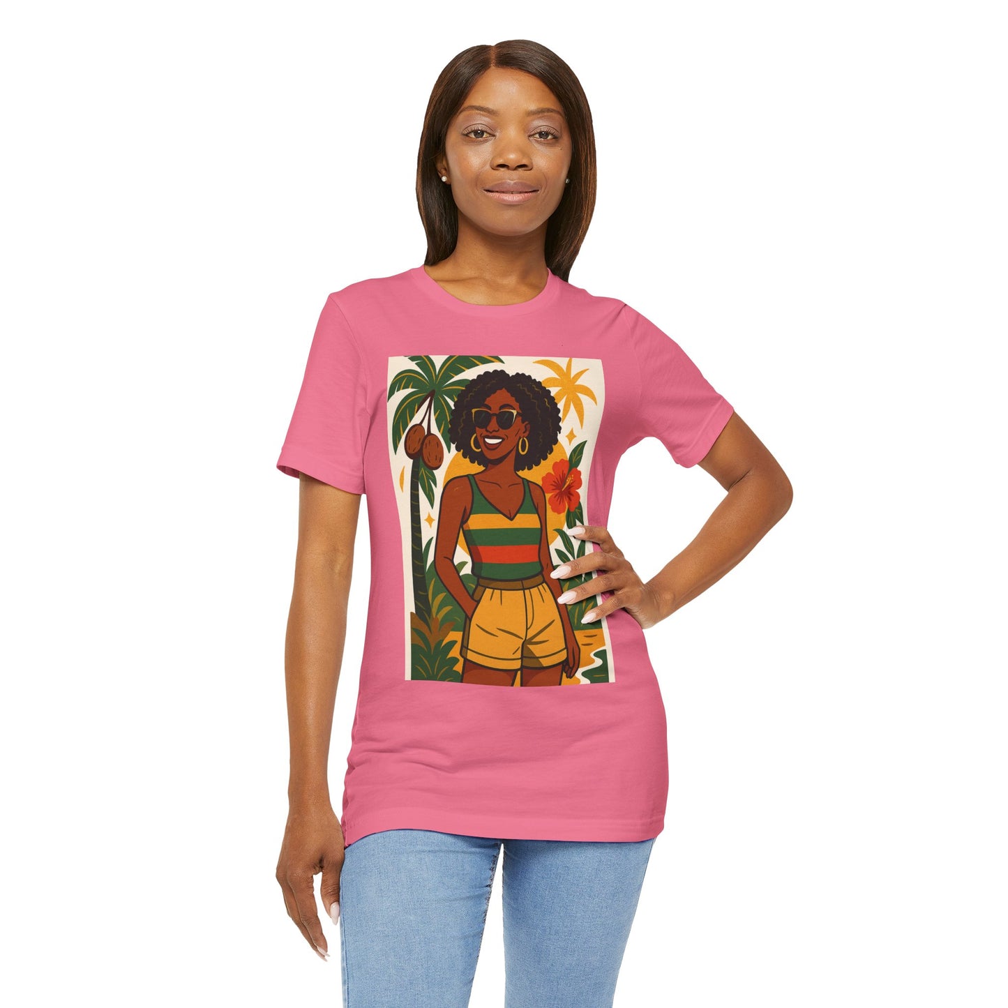 Tropical Graphic Tee for Summer Vibes, Beach Wear, Vacation Style, Graphic T-Shirt for Women, Summer Gift, Casual Outfit