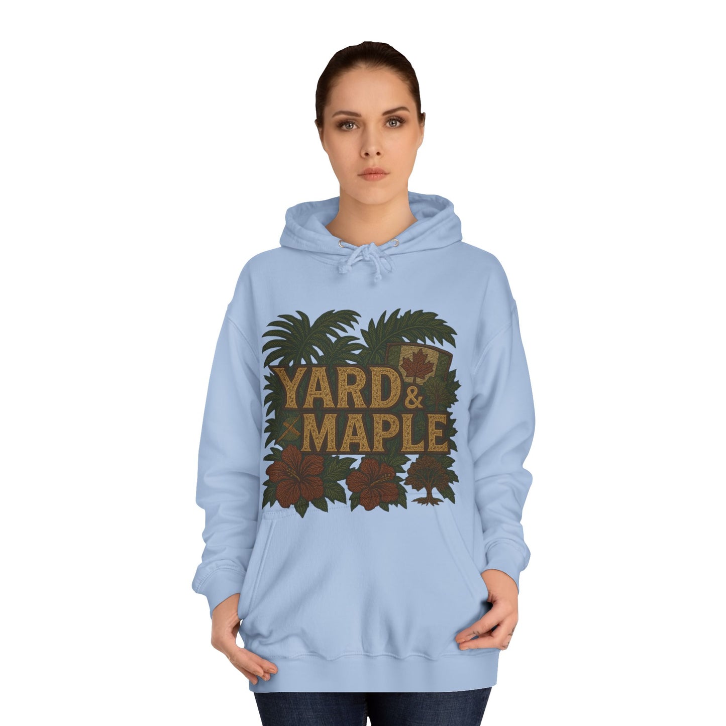 Cozy Unisex College Hoodie - Yard & Maple, Casual Wear, Student Gift, Outdoor Activity Sweater, Fall Fashion