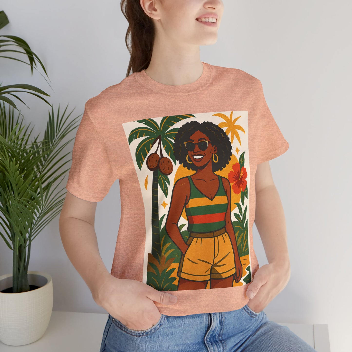 Tropical Graphic Tee for Summer Vibes, Beach Wear, Vacation Style, Graphic T-Shirt for Women, Summer Gift, Casual Outfit