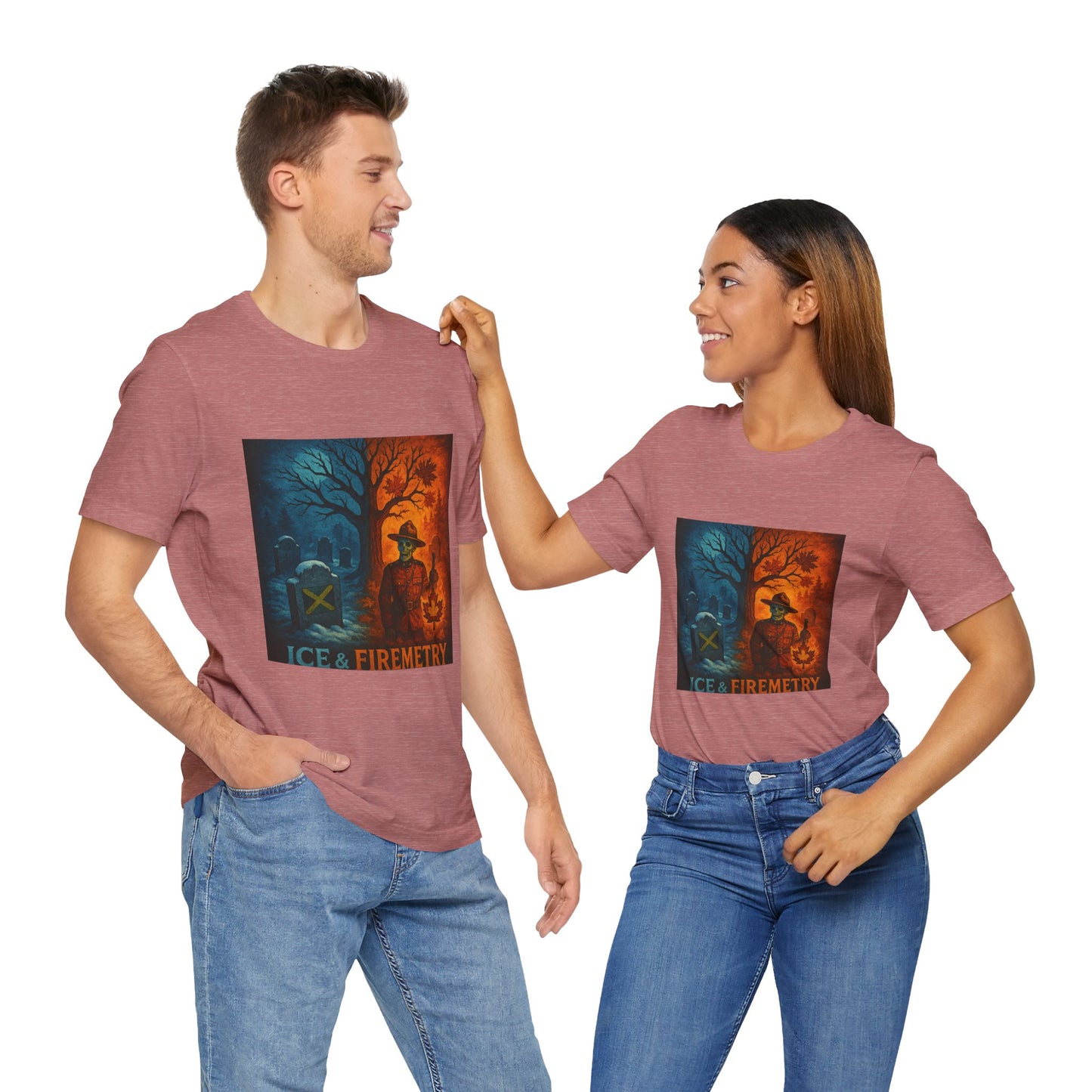 Unisex Ice & Fire Short Sleeve Tee - Firefighter Gift, Halloween Shirt, Cool Graphic Tee, Unique Adventure Wear, All-Season Style