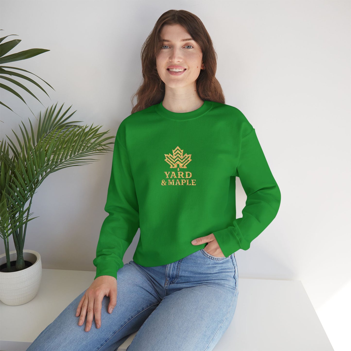 Cozy Unisex Crewneck Sweatshirt with Embroidered Leaf Design, Perfect for Fall, Thanksgiving, Casual Outings, Friends and Family Gatherings, Gifts