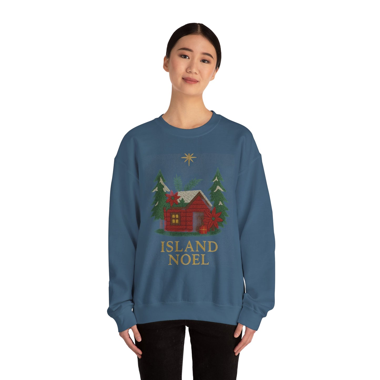 Cozy Holiday Sweatshirt - Island Noel Design, Unisex Christmas Crewneck, Winter Apparel, Gift for Him/Her, Seasonal Fashion