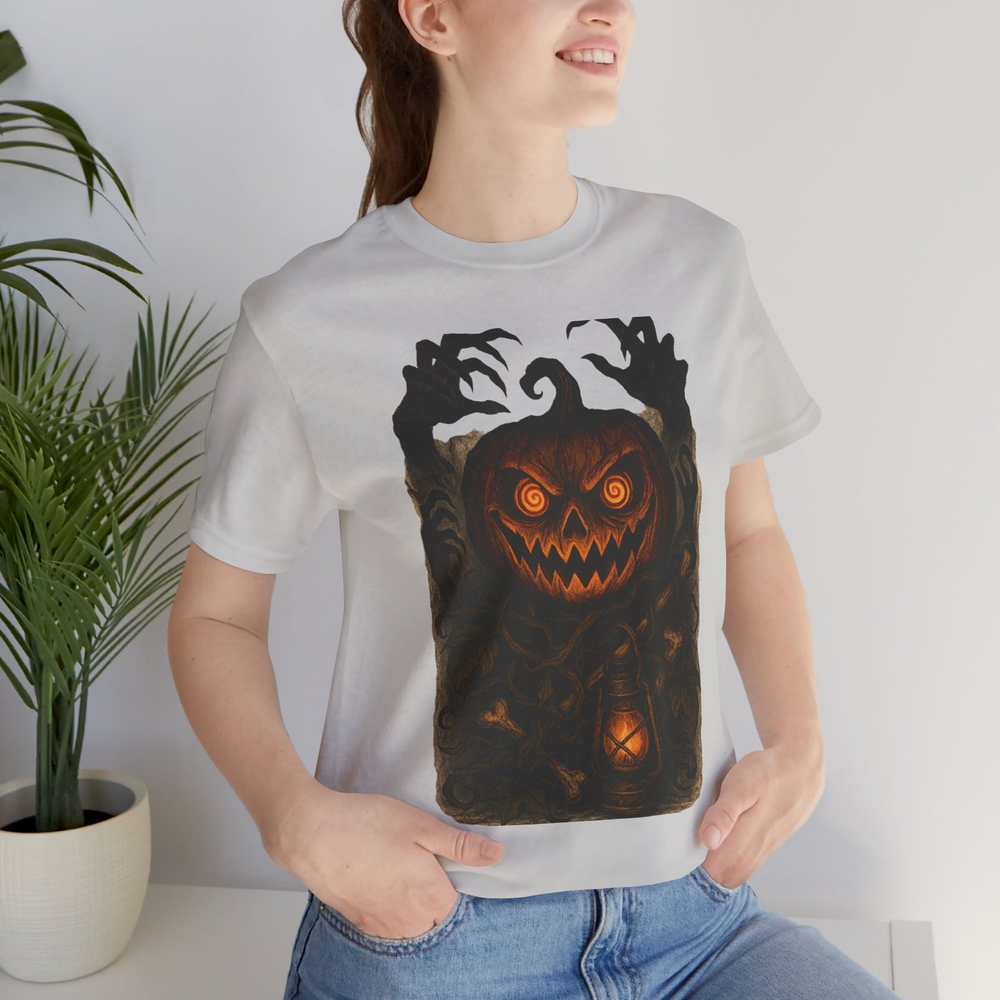 Halloween Pumpkin Tee, Unisex Jersey Short Sleeve Shirt, Fall Festival Apparel, Spooky T-Shirt, Trick or Treat Gift, Autumn Vibes