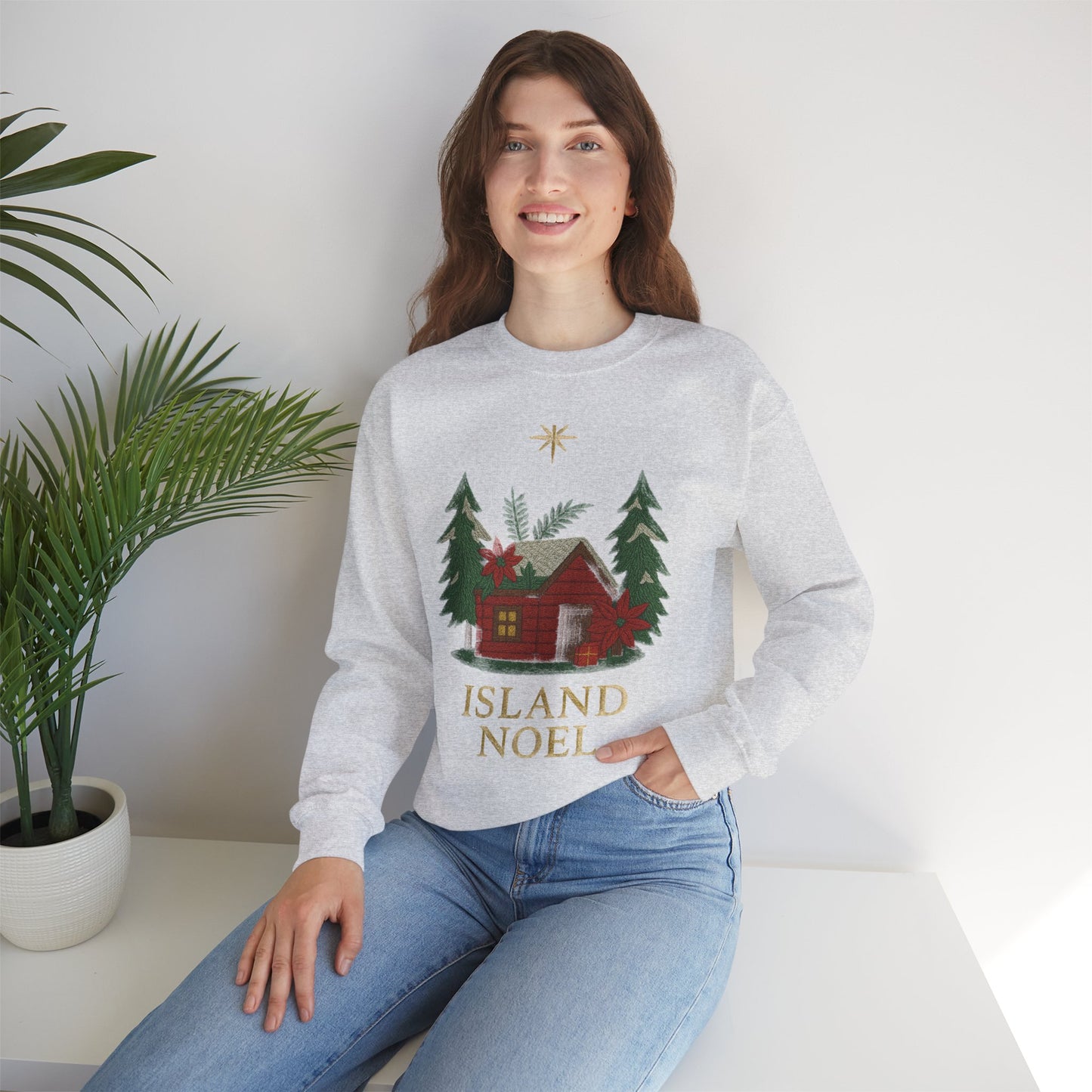 Cozy Holiday Sweatshirt - Island Noel Design, Unisex Christmas Crewneck, Winter Apparel, Gift for Him/Her, Seasonal Fashion