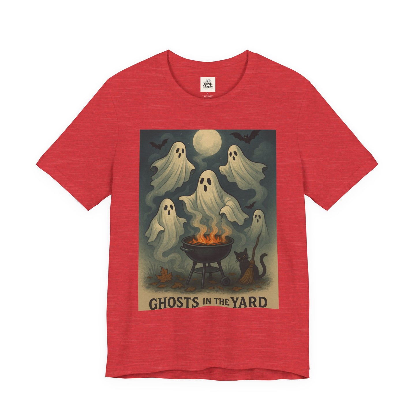 Ghosts in the Yard Tee - Spooky Unisex Short Sleeve Shirt, Halloween Shirt, Ghost Design, Casual Halloween Wear, Gift for Ghost Lovers