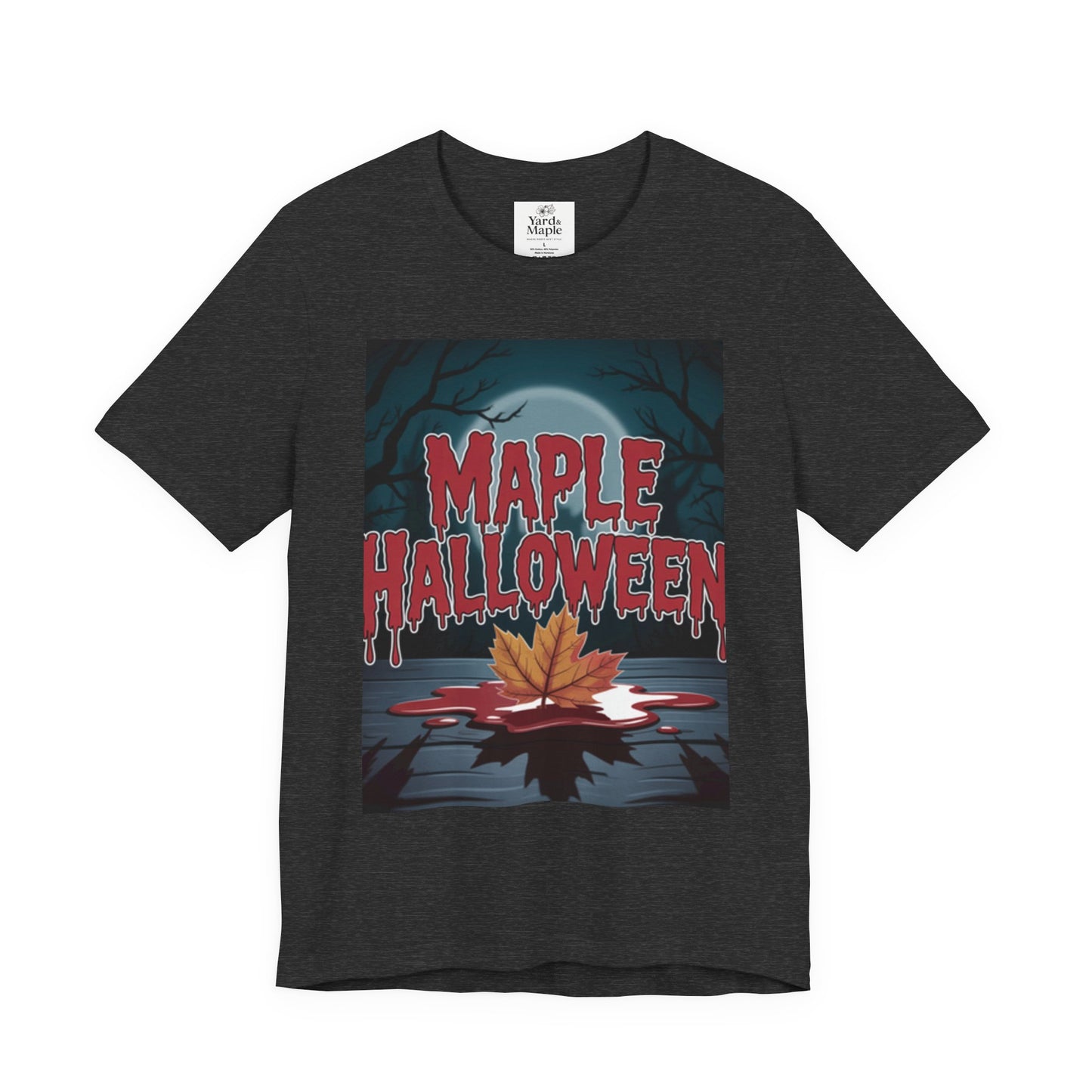 Maple Halloween Tee - Spooky Unisex Jersey Short Sleeve T-Shirt for Autumn Celebrations, Halloween Parties, Fall Fashion, Unique Gift