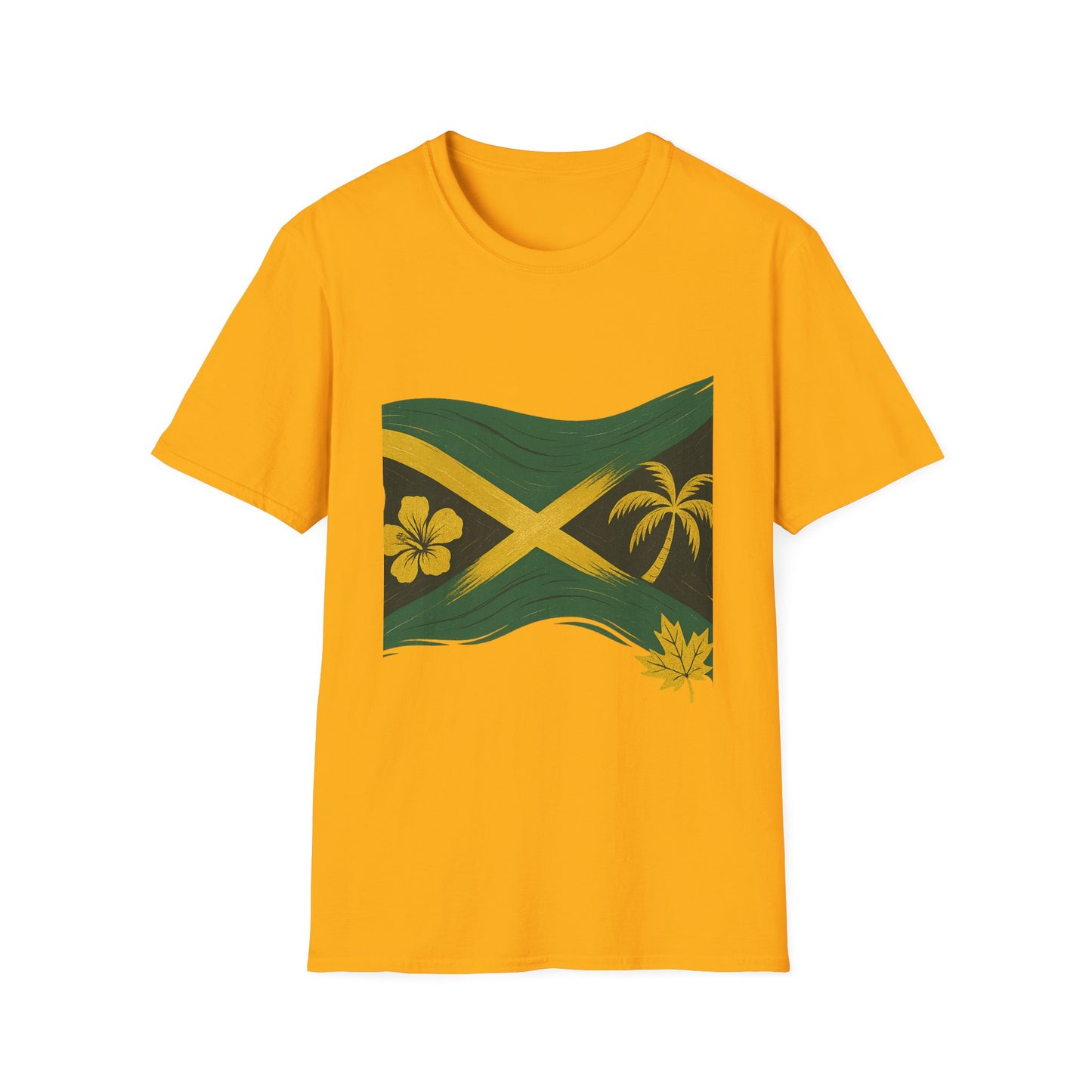 Jamaican Flag Unisex Softstyle T-Shirt - Celebratory Summer Wear, Vacation Shirt, Gift for Travel Lovers, Beach Outfit, Festival Tee