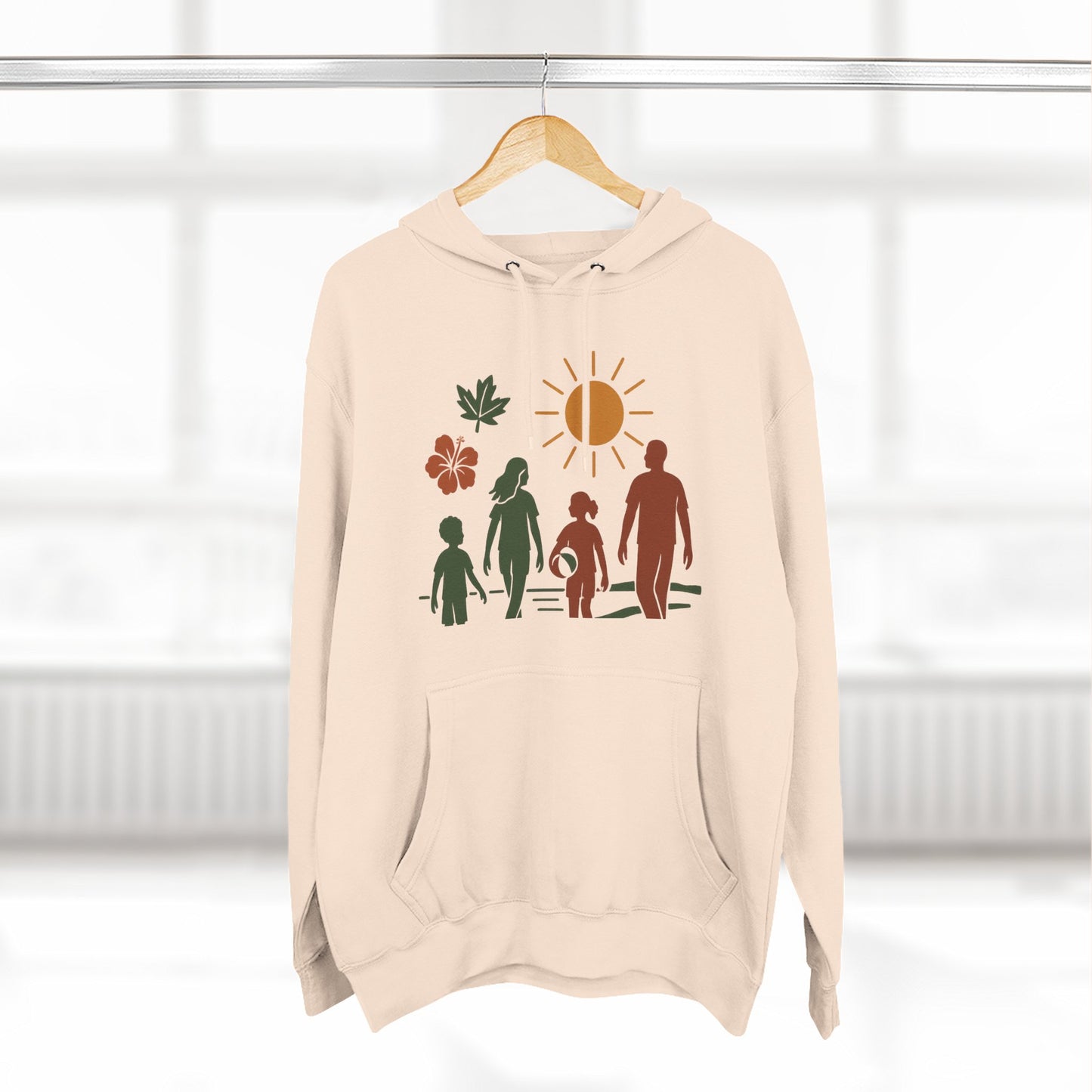 Family Bonding Three-Panel Hoodie, Cozy Family Artwork Fleece, Casual Family Gatherings Sweatshirt, Family Love Hooded Top, Gift for Parents