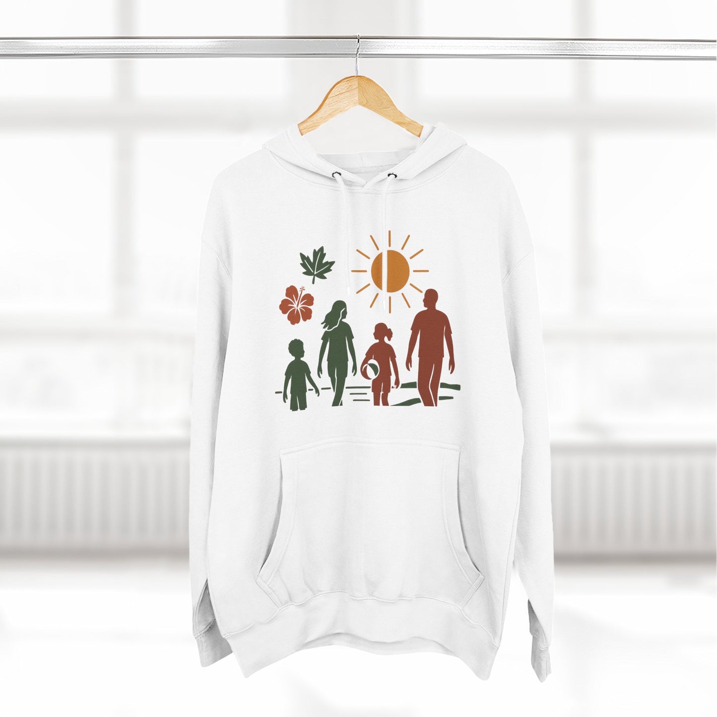 Family Bonding Three-Panel Hoodie, Cozy Family Artwork Fleece, Casual Family Gatherings Sweatshirt, Family Love Hooded Top, Gift for Parents