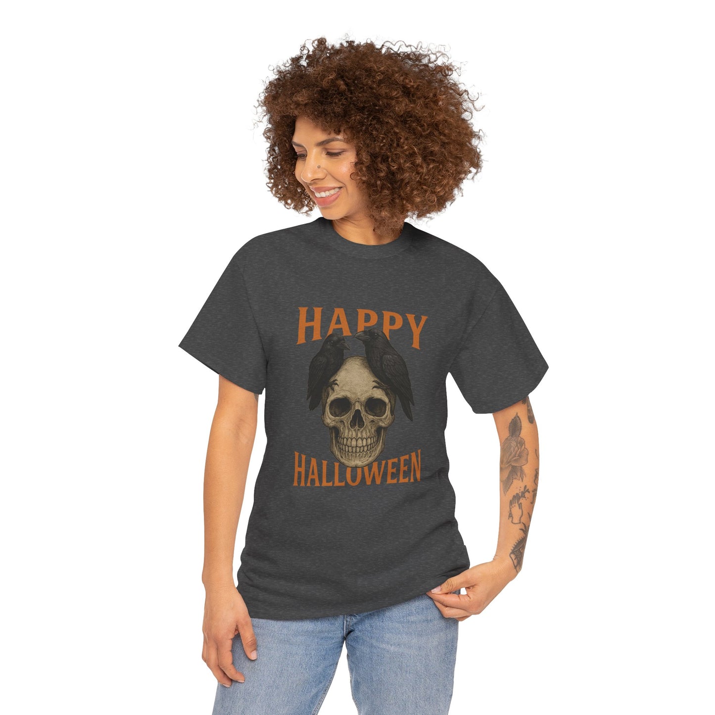 Halloween Skull Unisex Cotton Tee, Spooky T-Shirt, October Fashion, Costume Party Wear, Fall Celebration Shirt