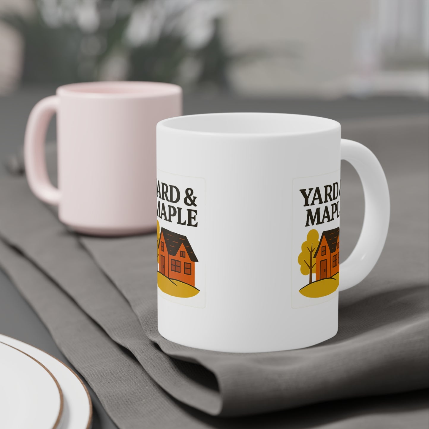 Cozy Home Ceramic Mug, Yard & Maple Design, Perfect Gift for Homeowners, Autumn Decor, Coffee Lovers, Housewarming Present