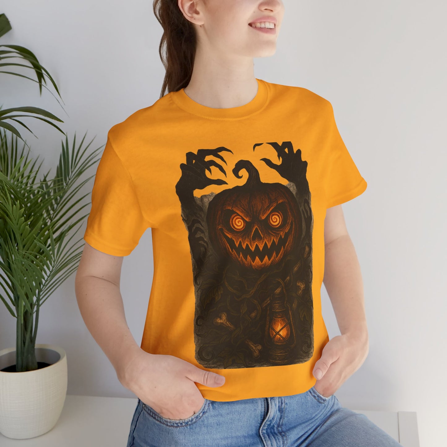 Halloween Pumpkin Tee, Unisex Jersey Short Sleeve Shirt, Fall Festival Apparel, Spooky T-Shirt, Trick or Treat Gift, Autumn Vibes