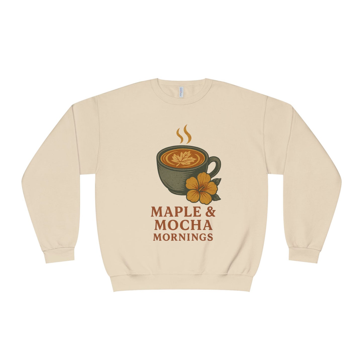 Cozy Coffee Sweatshirt - Maple & Mocha Mornings Unisex Crewneck, Warm Gift for Coffee Lovers, Casual Fall Fashion, Weekend Relaxation