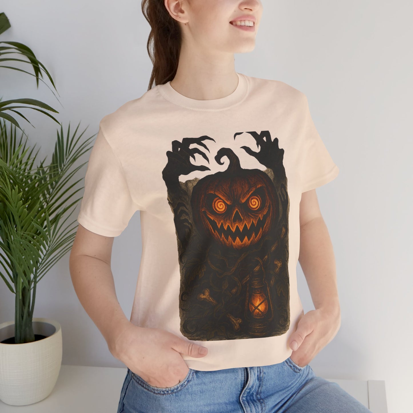 Halloween Pumpkin Tee, Unisex Jersey Short Sleeve Shirt, Fall Festival Apparel, Spooky T-Shirt, Trick or Treat Gift, Autumn Vibes
