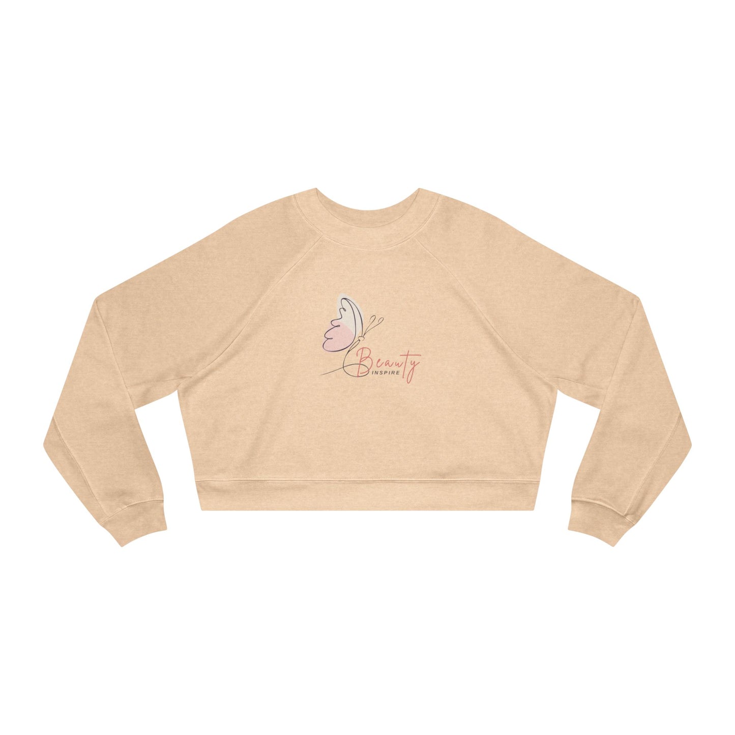 Women's Fleece Crop Pullover - Butterfly Design, Cozy Sweatshirt, Spring Fashion, Gift for Her, Casual Wear, Cute Layering Piece