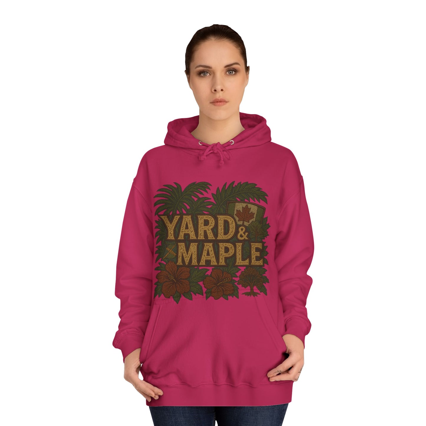 Cozy Unisex College Hoodie - Yard & Maple, Casual Wear, Student Gift, Outdoor Activity Sweater, Fall Fashion