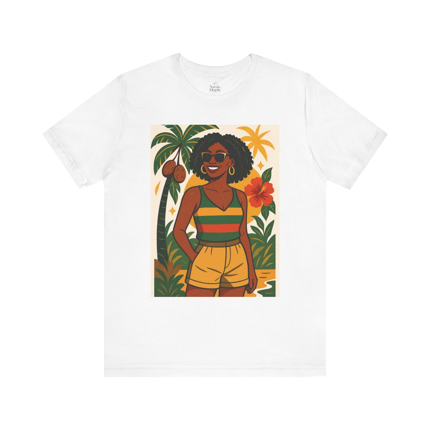 Tropical Graphic Tee for Summer Vibes, Beach Wear, Vacation Style, Graphic T-Shirt for Women, Summer Gift, Casual Outfit
