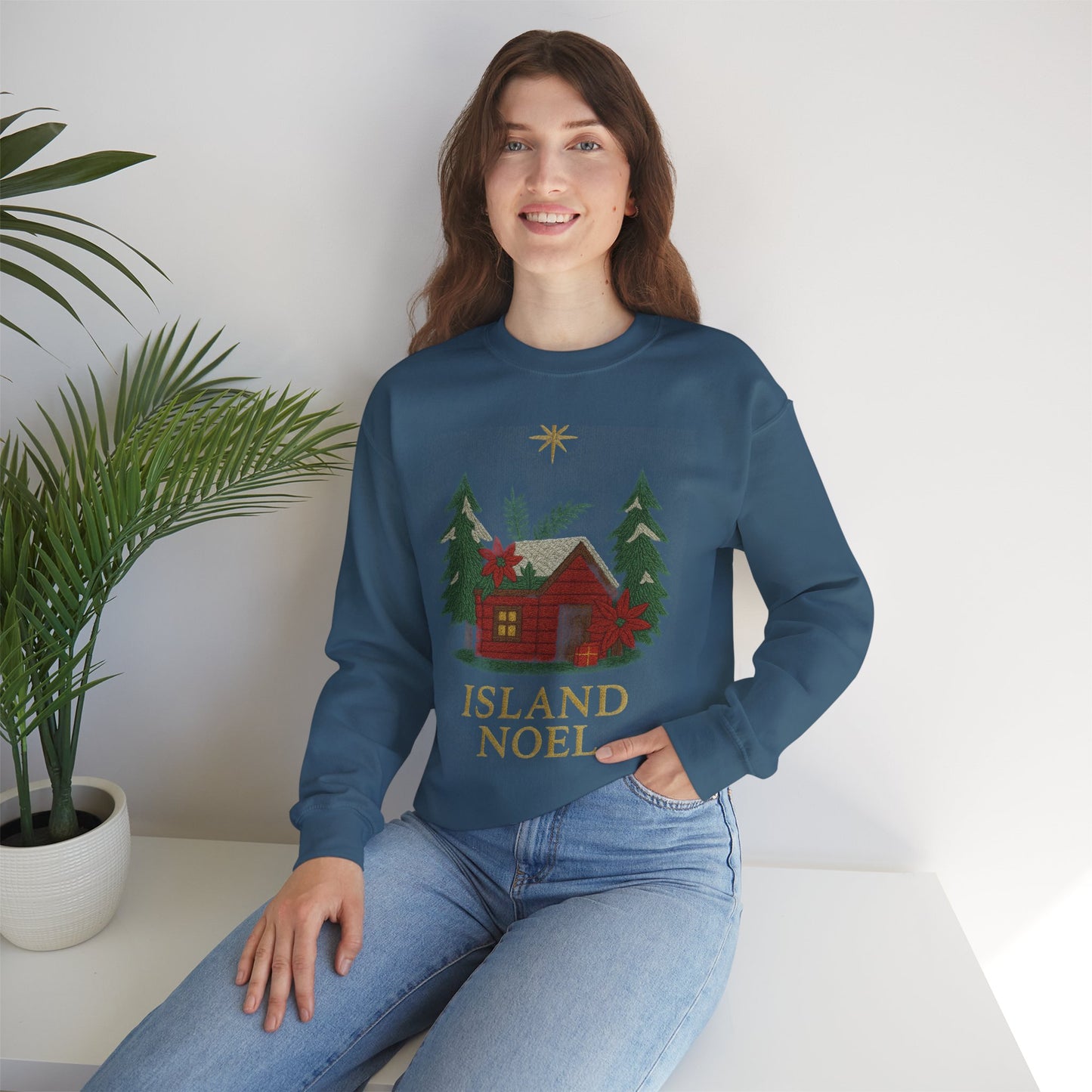 Cozy Holiday Sweatshirt - Island Noel Design, Unisex Christmas Crewneck, Winter Apparel, Gift for Him/Her, Seasonal Fashion