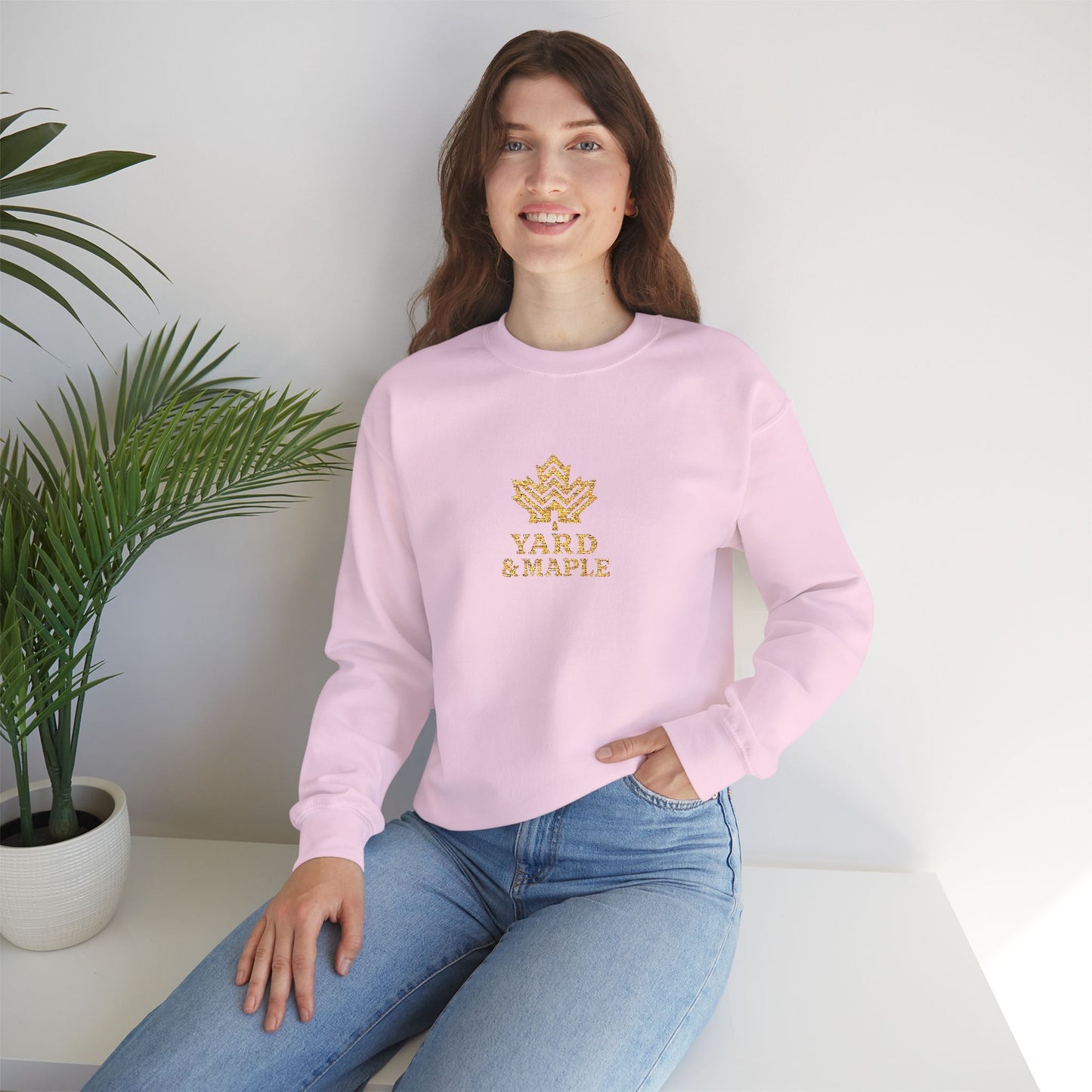 Cozy Unisex Crewneck Sweatshirt with Embroidered Leaf Design, Perfect for Fall, Thanksgiving, Casual Outings, Friends and Family Gatherings, Gifts