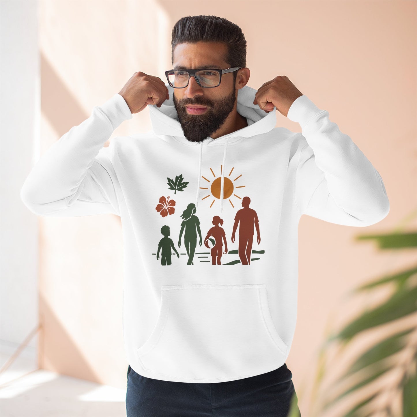 Family Bonding Three-Panel Hoodie, Cozy Family Artwork Fleece, Casual Family Gatherings Sweatshirt, Family Love Hooded Top, Gift for Parents