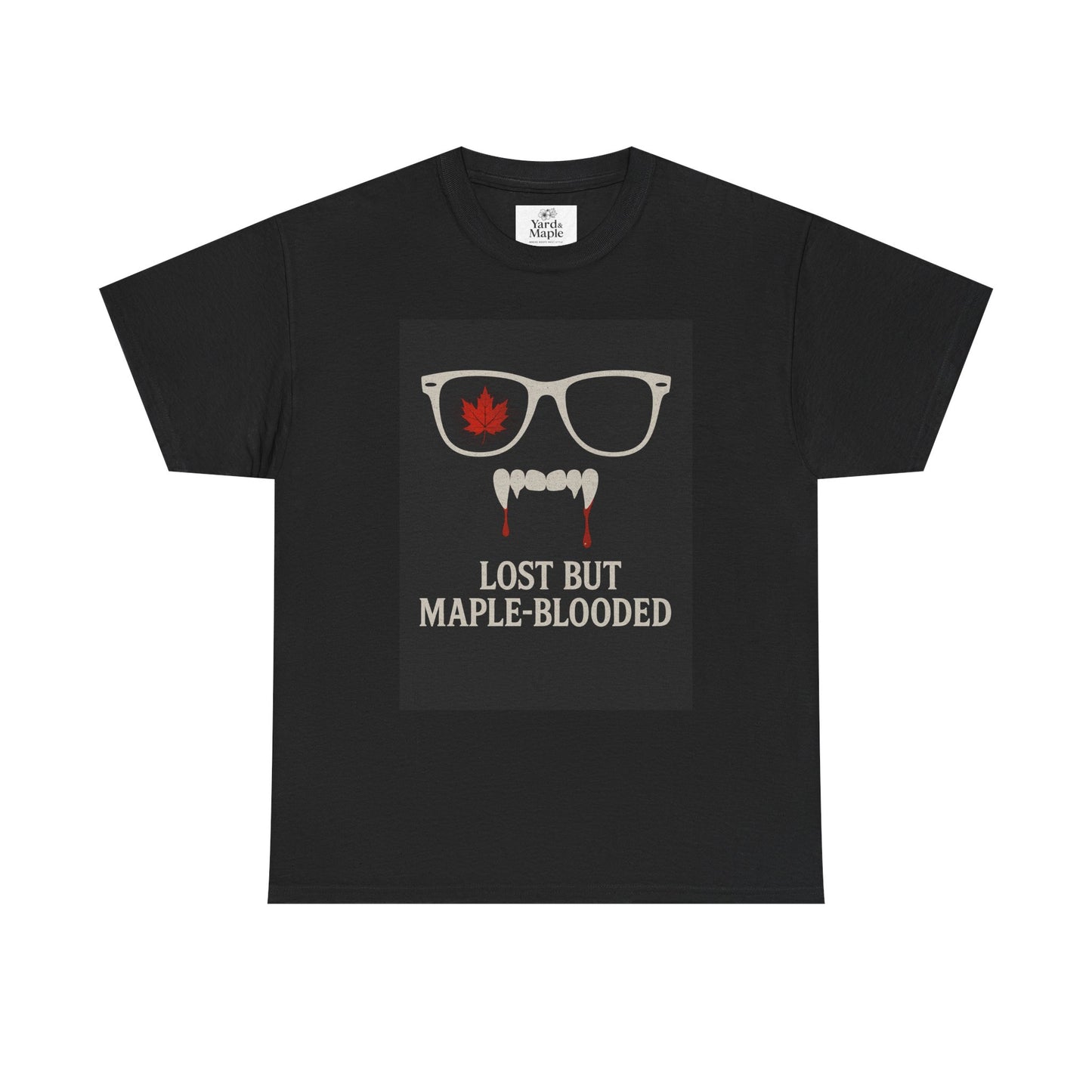 Unisex Heavy Cotton Tee with Vampire Design - Lost but Maple-Blooded Shirt for Halloween, Casual Wear, Gifts, Spooky Season, Unique Fashion