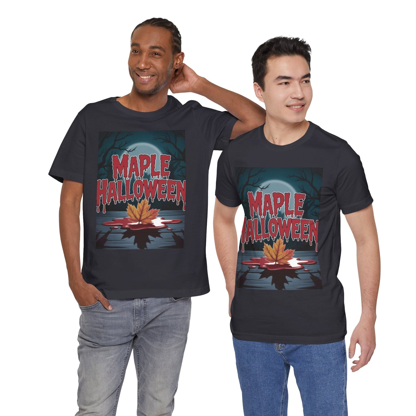 Maple Halloween Tee - Spooky Unisex Jersey Short Sleeve T-Shirt for Autumn Celebrations, Halloween Parties, Fall Fashion, Unique Gift