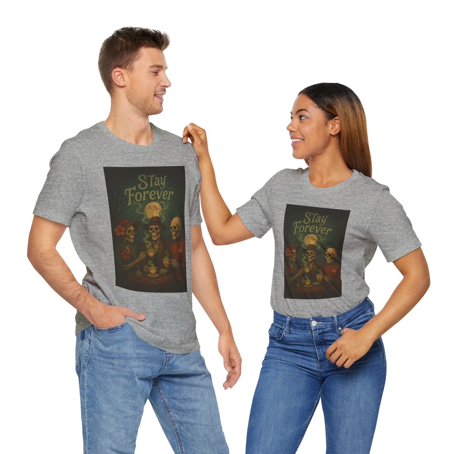 Stay Forever Halloween T-Shirt, Unisex Jersey Tee for Spooky Season, Day of the Dead, Casual Wear, Unique Gift Idea