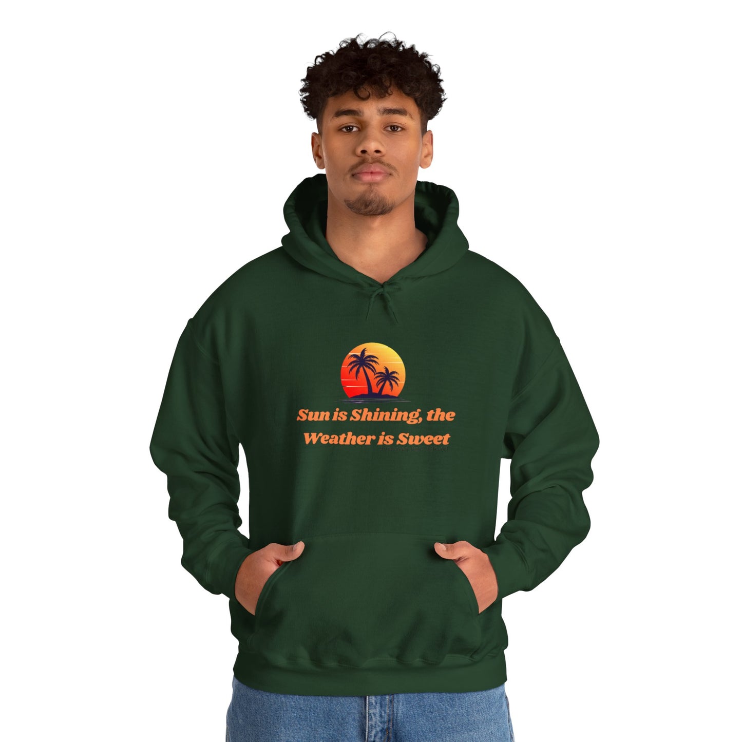 Sunshine Vibes Hoodie: Unisex Heavy Blend Sweatshirt with Tropical Design, Perfect for Summer, Beach Days, Casual Wear, Gifts