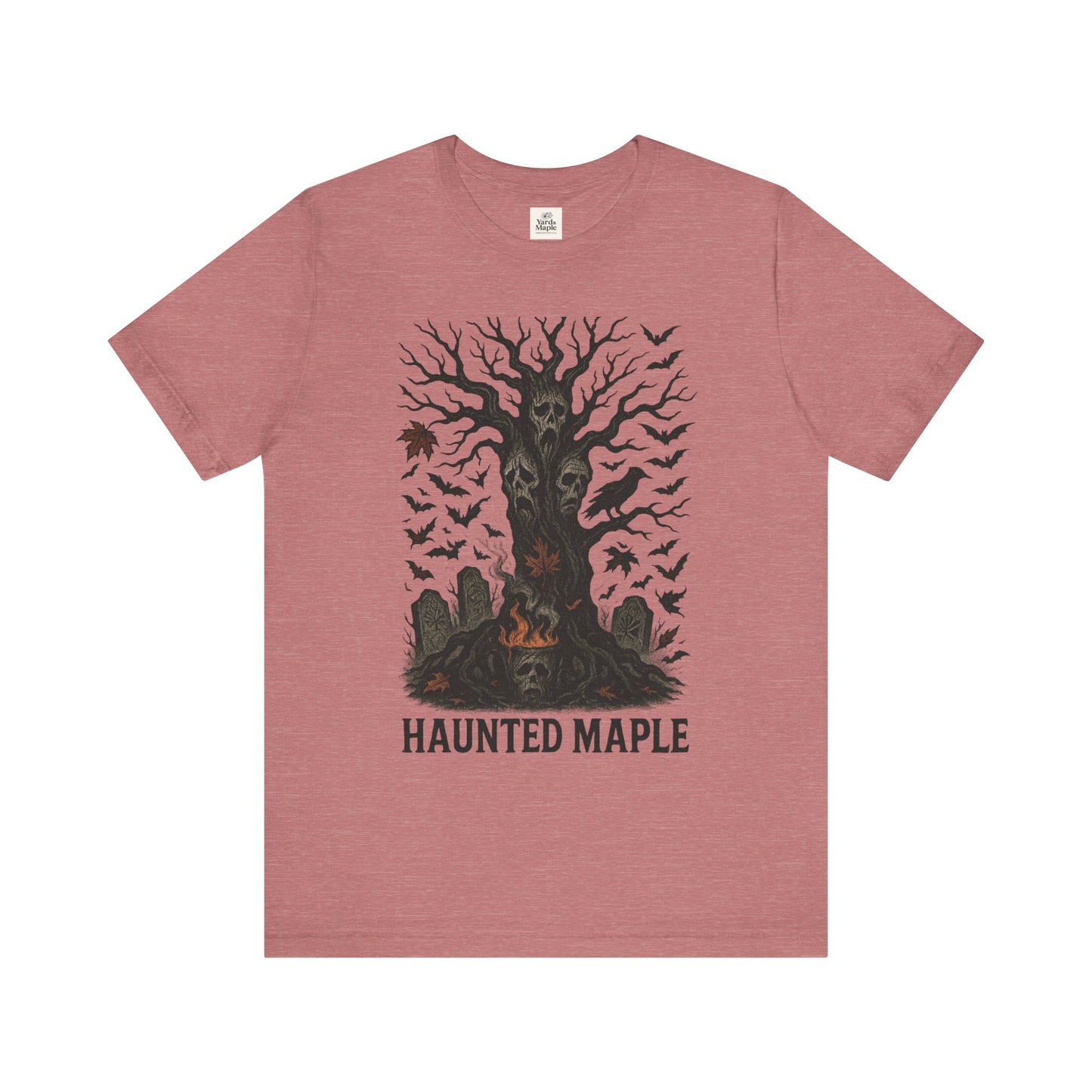 Haunted Maple Tee - Unisex Jersey Short Sleeve T-Shirt for Fall, Halloween, Spooky Vibe, Ghost Lovers, Unique Gift