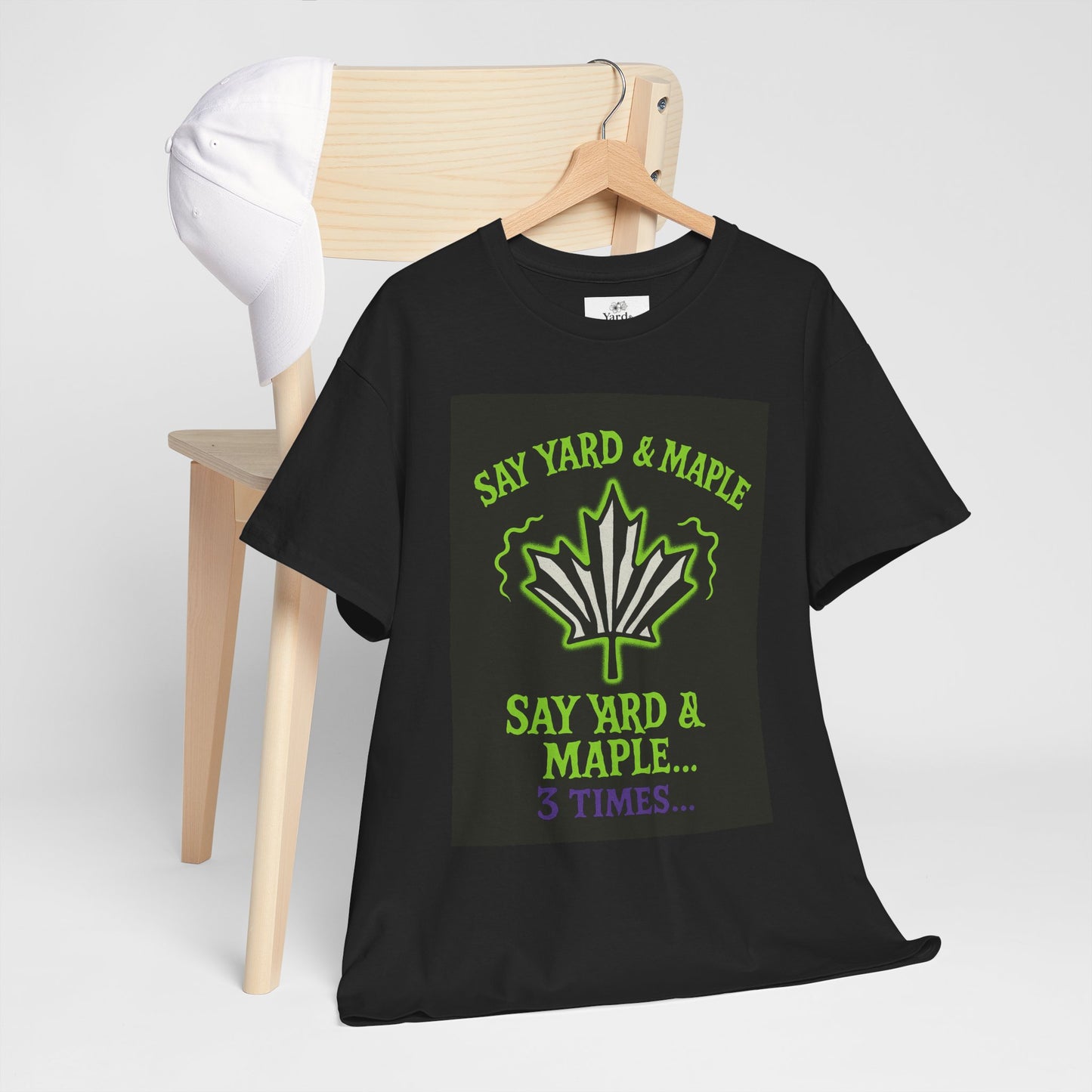 Unisex Heavy Cotton Tee: Say Yard & Maple Graphic T-Shirt, Casual Wear, Gifts for Nature Lovers, Summer Outfits, Eco-Friendly Fashion