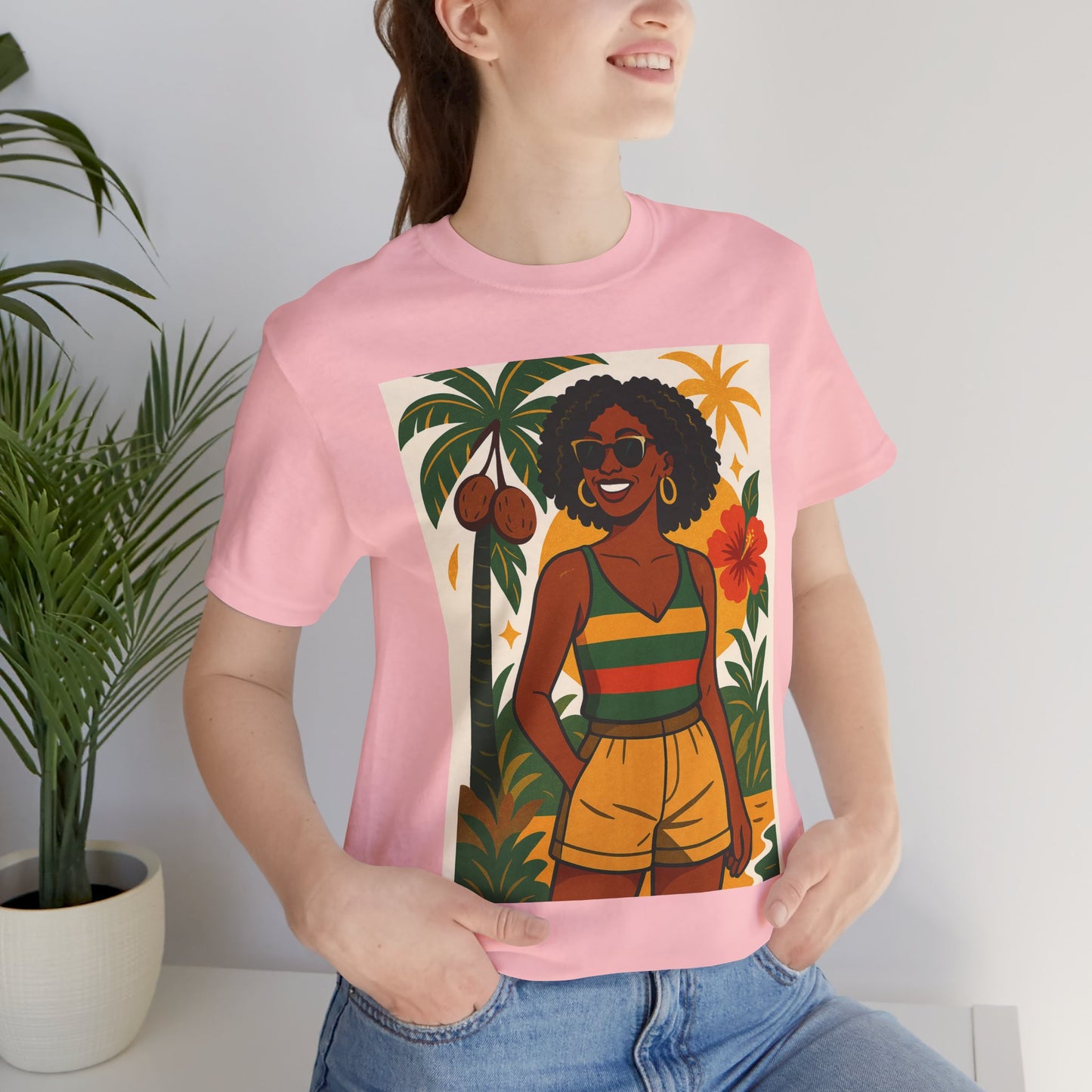Tropical Graphic Tee for Summer Vibes, Beach Wear, Vacation Style, Graphic T-Shirt for Women, Summer Gift, Casual Outfit