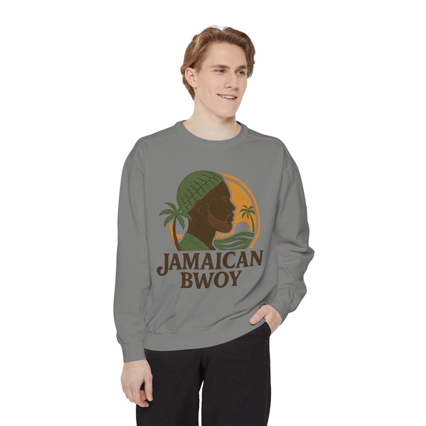 Jamaican Bwoy Sweatshirt, Cozy Unisex Pullover, Streetwear Style, Perfect Gift for Reggae Lovers, Summer Vibes Apparel, Gift for Him/Her