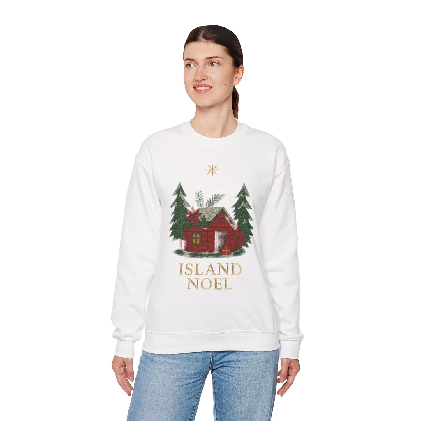 Cozy Holiday Sweatshirt - Island Noel Design, Unisex Christmas Crewneck, Winter Apparel, Gift for Him/Her, Seasonal Fashion